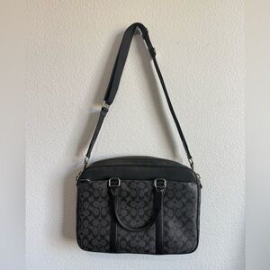 COACH PERRY SLIM BRIEF IN SIGNATURE - BLACK Laptop/ Messenger bag